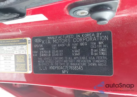 2014 Kia Sportage Lx z USA, uszkodzony, nr VIN KNDPB3AC7E7658545